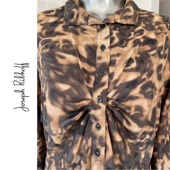 Joseph Ribkoff Leopard Print Long Sleeve
Blouse Tie Front Brown Black Size 8 - Picture 5 of 6